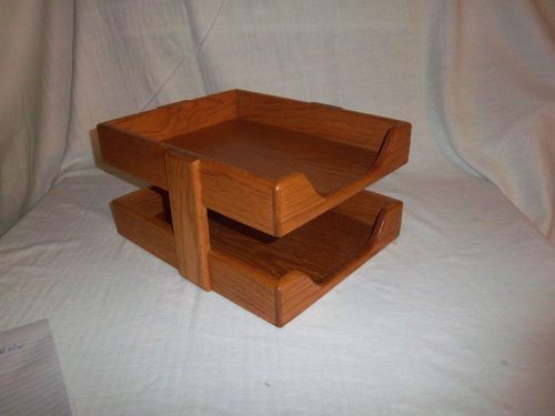 New Light Oak 2-Tier  Folder Size Desk Organizer In/Out Tray