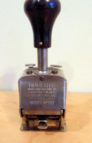 VINTAGE Industrial age ROBERTS 7 WHEEL NUMBERING MACHINE MODEL 190 HAND STAMP