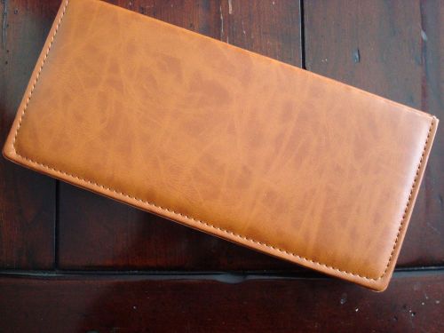 Large MEMO NOT &amp; STICKY NOTE HOLDER - Brown Leatherlike - Office Teacher Gift