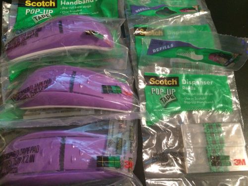 3 sets of scotch 3m pop-up tape handband dispensers &amp; lot of 6 dispenser refills for sale