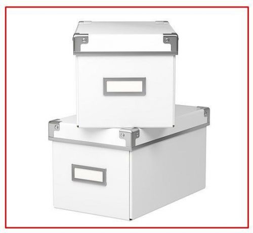 2x ikea white storage boxes kassett box with lid included label holder 16x26x15h for sale