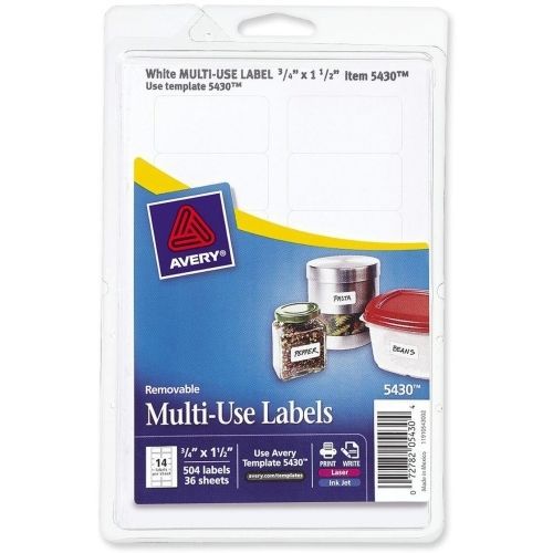 Avery handwritten removable id label - 1.5&#034;wx0.75&#034; l - 504/pk - white for sale