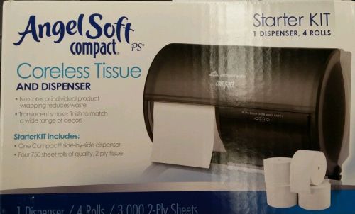 Angel Soft® ps Coreless Bath Tissue Starter Kit, Translucent Smoke Dispenser
