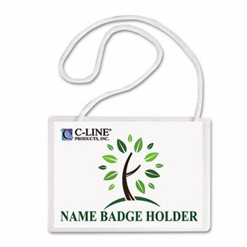 C-line Biodegradable Name Badge Holder Kit, 4 x 3, Clear, 50/Box (CLI97043)