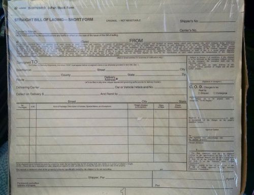 Adams Bill of Lading Short Form   White  3-Part  250-Count (B3876)