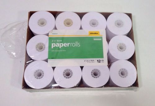 OfficeMax Paper Rolls 12 Rolls 2.25&#034;x130ft 2.25 Bond