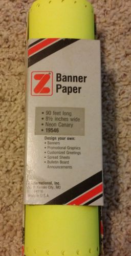 NEW ~ Vintage Z Banner Paper ~ 1/2&#034; Micro Perforated Margins~ Neon Canary Yellow