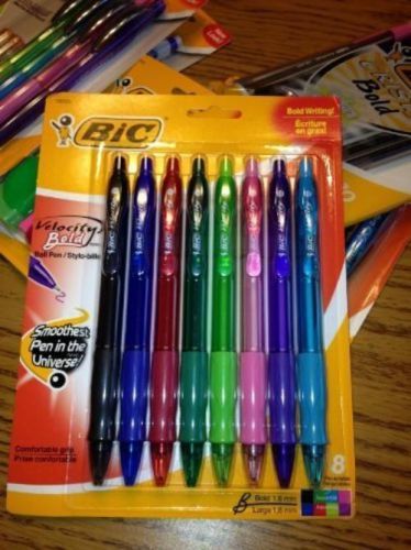 NEW BIC Velocity Bold Fashion Ink Ball Pen, 8 Pack, 1.6 mm (VLGBAP81)