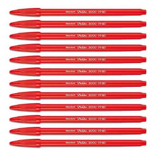 Monami plus pen 3000 water based ink type felt tip broad line pen (red 12 pcs) for sale