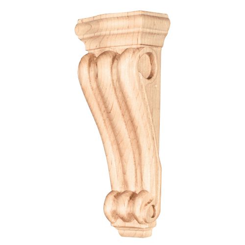 Low Profile, Traditional Wood Corbel.2-1/4&#034; x 1-1/2&#034; x 6&#034;.  Rubberwood #CORN-1RW