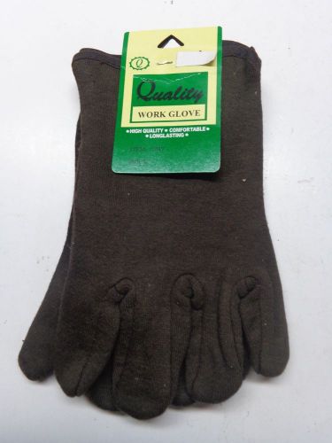 Brown Jersey Work Glove, Red Fleece Lining, 12 Pair Pack, New