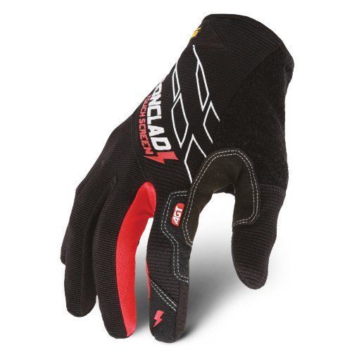 Ironclad tsg04l touchscreen gloves, black/red, large for sale