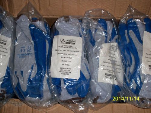 24 Pairs Cordova COR-GRIP III #3896 LRG  10 GAUGE, GRAY POLY/COTTON SHELL, BLUE