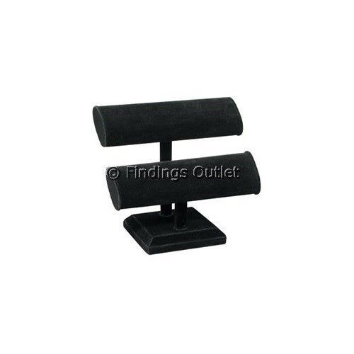 T-Bar Small 2-Tier Oval Shaped Black Velvet