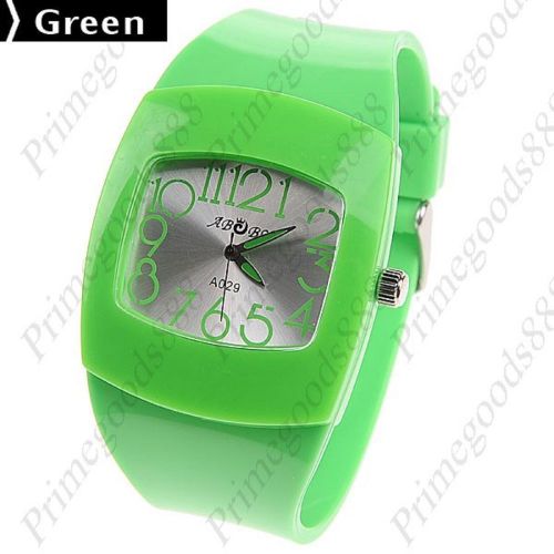 Rubber Band Quartz Analog Wrist Lady Ladies Wristwatch Women&#039;s in Green