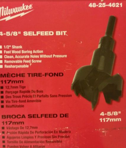 Milwaukee Selfeed Bit 4 5/8&#034; 1/2&#034; Shank 117mm #48-25-4621 NEW IN BOX