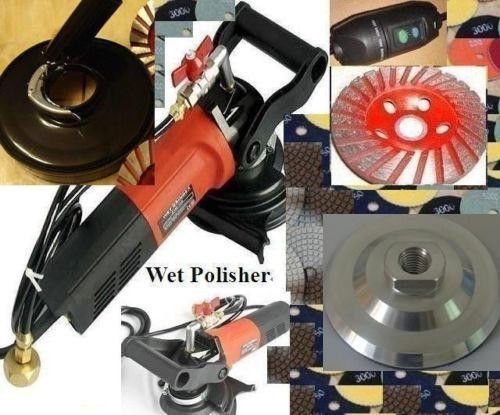 5 inch wet polisher dust free shroud aluminum backer 5&#034; polishing 18 pad 3 cup for sale