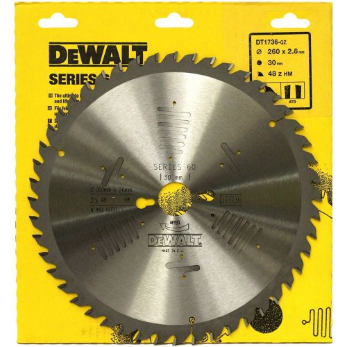 DEWALT DT1736 SERIES 60 260MM CIRCULAR SAW BLADE 260 x 30 48T ATB POS 10°