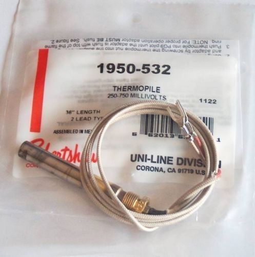 NEW, CLOSE THERMOPILE 1950-532 ORGINAL ROBERTSHAW 250-750MV 36&#034; 2 LEAD