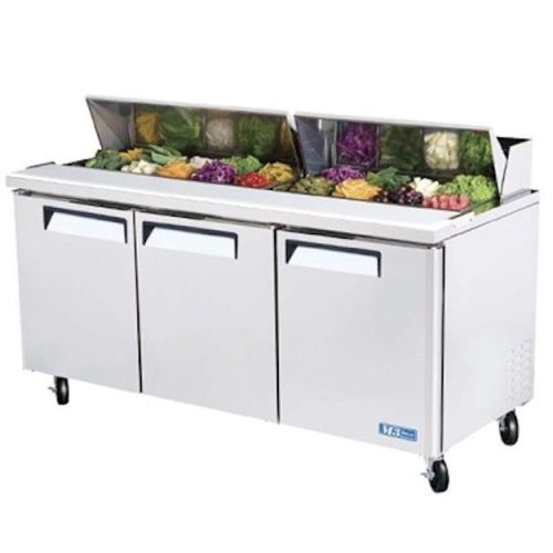 NEW Turbo Air 72&#034; M3 Series Stainless Steel Sandwich &amp; Salad Prep! 3 Doors!