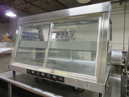 Bki tw-3d 4 door sliding glass pass-thru heated display case w/ heat lamps 120 v for sale