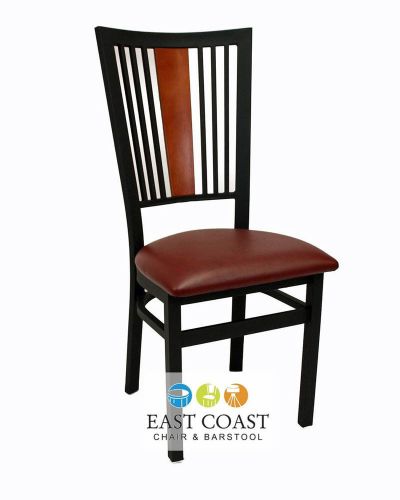 New Steel City Metal Restaurant Chair with Black Frame &amp; Wine Vinyl Seat