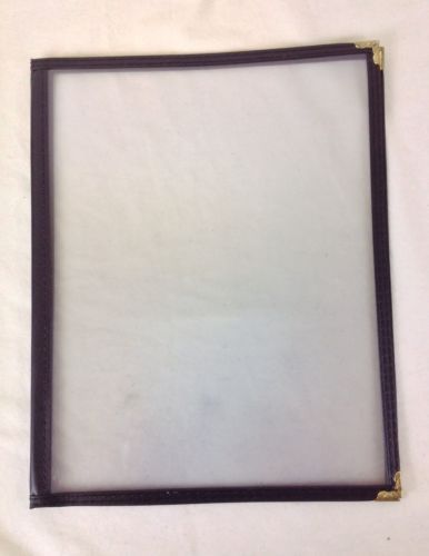 18 Menu Covers 9x11.5 Double Page Fold 4 View Black Brass Corners EUC T27