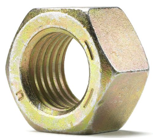 Nucor 7/16-14 Grade 8 Finished Hex Nut USA UNC Yellow Zinc Plated, Pk 2200