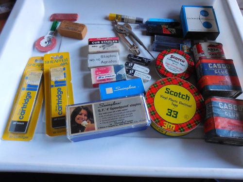 SWINGLINE STAPLES SCOTCH TAPE METAL BOXES CASCO GLUE TYPEWRITER RIBBON LEAD INK