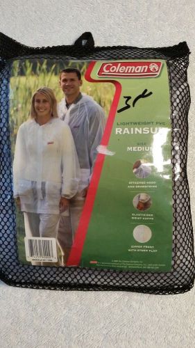 Coleman Lightweight PVC Rain Suit 2 Piece MEDIUM Clear Model # 891-1205