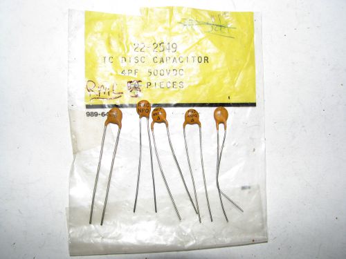 5 VINTAGE NOS RMC 4PF 500VOLT DISC CAPACITORS TUBE TRANSISTOR  AMPLIFIER