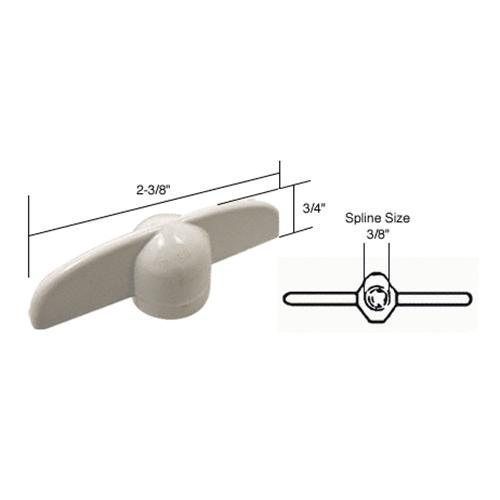 CRL White T-Crank Casement Operator Handles With 3/8&#034; Spline, 2-3/8&#034; Length