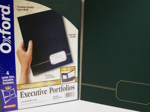 Oxford Executive Portfolios GREEN Gold Monogram Twin Pocket 4-pack 04164 Esselte