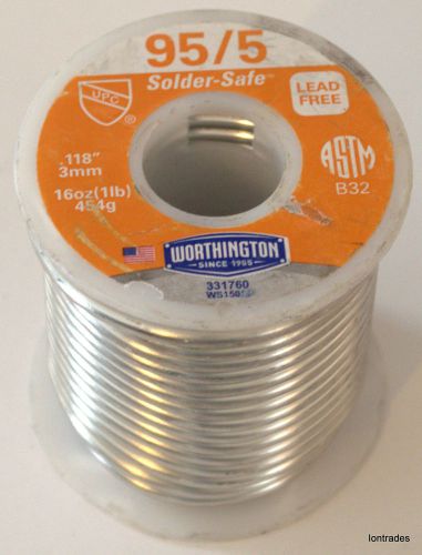 Worthington 95/5 Solder 1lb Spool Lead Free ASTM USA Plumbing