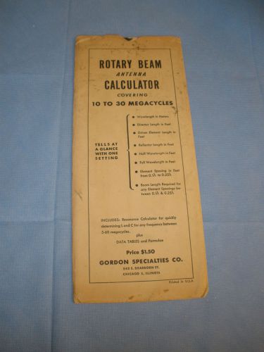 Vintage Rotary Beam Antenna Calculator by Gordon Specialties Co.