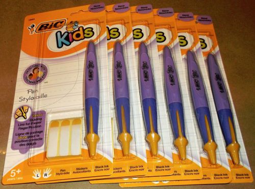 BIC Kids Ball Pen Purple Barrel Medium Point (1.0 mm) Black Ink (Lot of 6) New