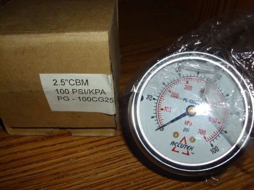 NO RESERVE !!!ACCUTEK PG-100CG25 USPP PG100CG25 PRESSURE GAUGE LIQUID 0/100PSI