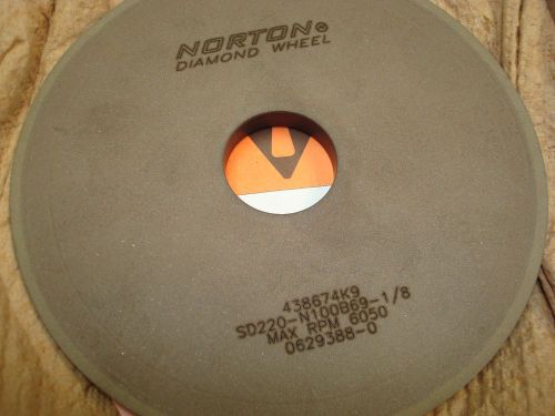 NORTON DIAMOND WHEEL SD220-N100B69-1/8 SUPERABRASIVE GRINDING WHEEL 6050 RPM