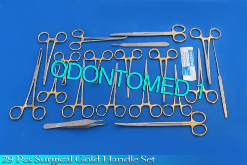 29 PCS GOLD HANDLE FELINE CANINE STUDENT DISSECTION SPAY PACK KIT + BLADES #15