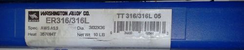 Washington Alloy Welding Rod ER316 L 3/32&#034; x 36&#034; SS Stainless Steel 10 Lbs