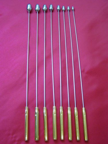 8-piece Set BAKES COMMON DUCT DILATORS 8.75&#034; Malleable Shafts like Codman