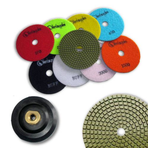 KENT 10pcs WET 5&#034; Premium Quality 3mm Thick Diamond Polishing Pads 5/8-11 Holder