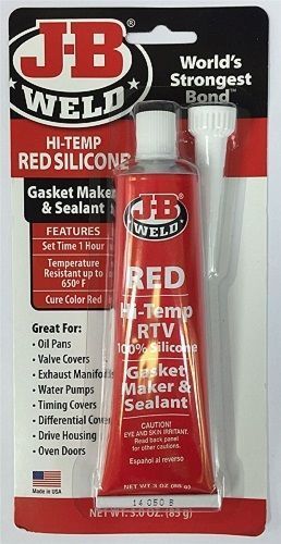 J-b weld 31314 red hi-temp rtv 100% silicone 3 oz for sale