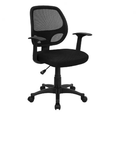 Black Leather Furniture Computer Desk Chair Home Office Mesh Seat Back room base