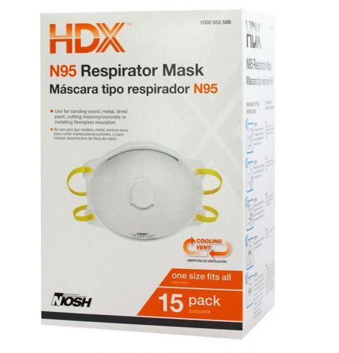 N95 disposable respirator valve box (15-pack) mask paint face cover sanding weld for sale