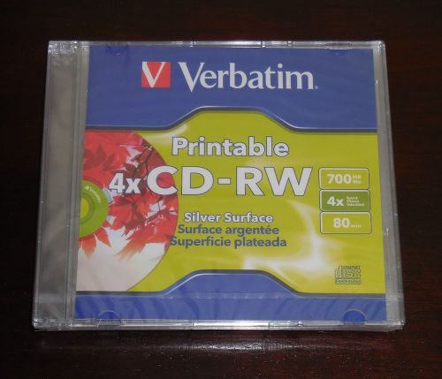 Lot Of 3 NEW Verbatim Printable  4x CD-RW  Silver Surface Data Life Plus, 95160