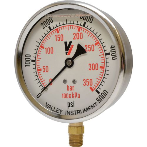 Valley Grade A 4in Stem Mount Glycerin Filled Gauge-0-5000 PSI #4140GXB5000