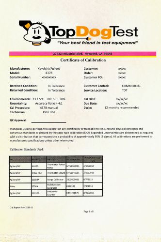 HP Agilent Keysight 437B NIST Calibration with Certificate of your unit.