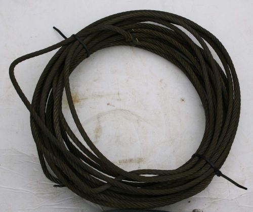 GOOD USED COIL OF 55 FEET OF 3/8&#034; WIRE ROPE CABLE WINCHES HOISTS TOWING RIGGING