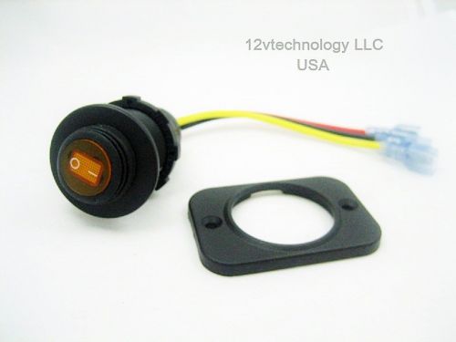 Waterproof LED Rocker Toggle Switch On/Off 12 Volt Socket Dashboard Mount Yellow